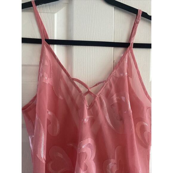 Morgan Taylor Intimates Small Pink Heart Night Semi Sheer Slip Dress Lingerie - Picture 2 of 5